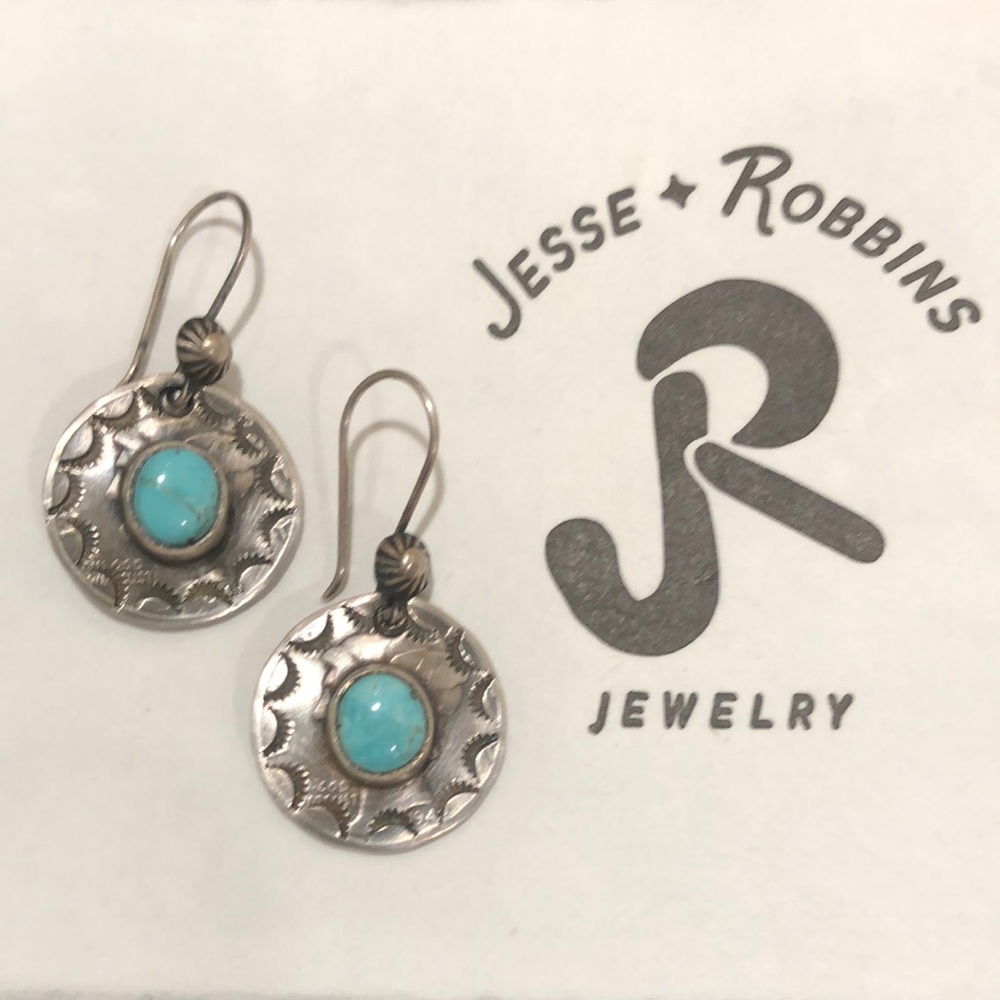Jesse Robbins Turquoise Sterling Earrings